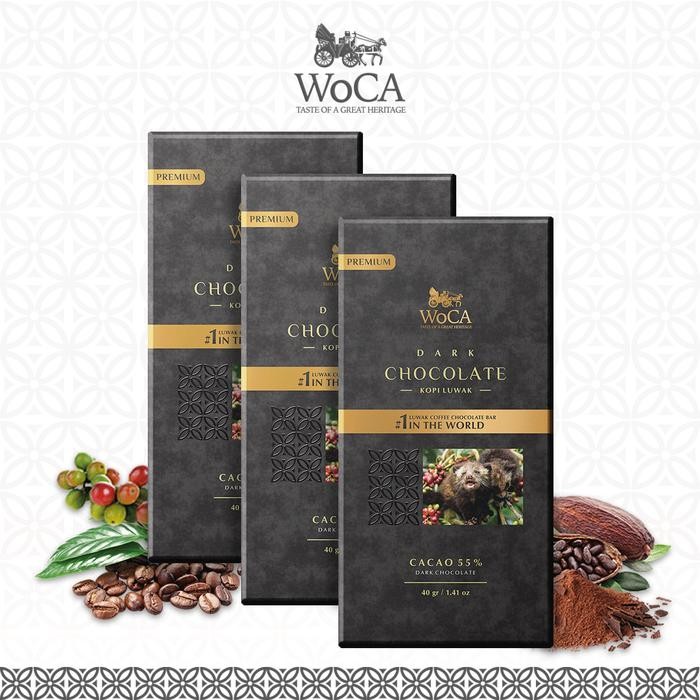 

PastikanTerjaminMutunya- WoCA Cokelat Premium Kopi Luwak Bar Dark or Milk 40/90 gram