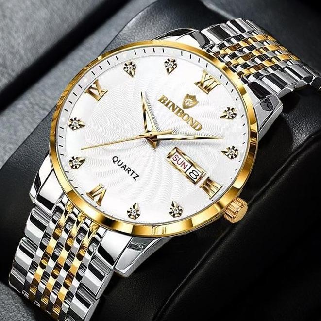 TERBARU Jam Tangan Pria BINBOND JP45 Original Analog Quartz Stainless Steel Jam Pria Tahan air Jam