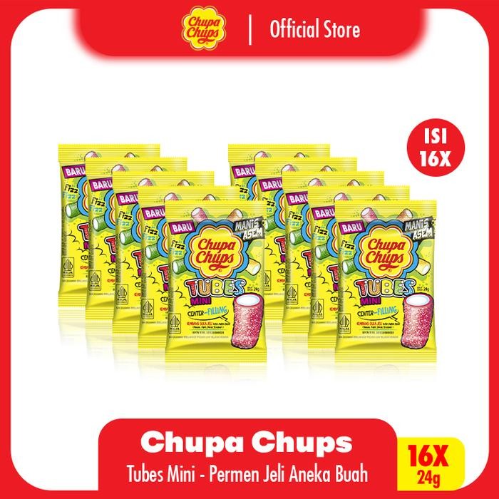 

PastikanTerjaminMutunya- Chupa Chups Sour Tubes 24g - Permen Jeli Asam Manis Rasa Buah Tropikal (1 Box)