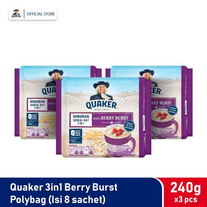 

PastikanTerjaminMutunya- Quaker 3in1 Berry Burst Polybag 240g Triple Pack Minuman Sereal Oats