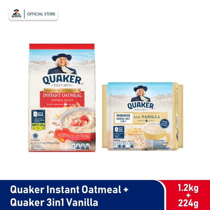 

PastikanTerjaminMutunya- Quaker Instant Oatmeal 1.2 Kg + Quaker 3in1 Vanilla 224g