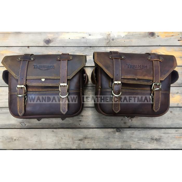 PREMIUM Sidebag kulit triumph, tas kulit triumph , tas motor triumph