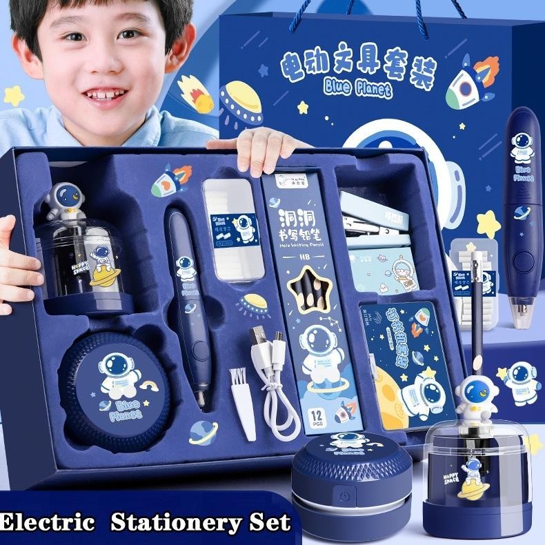 

PROMO / Kekinian 12 In 1 Set Perlengkapan Alat Tulis Otomatis,Automatic Electric Stationery Set,Kit