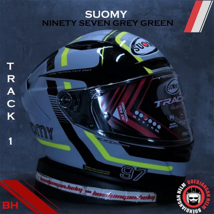 SUOMY HELM TRACK 1 - NINETY SEVEN GREY GREEN - HELM SUOMY FULL FACE