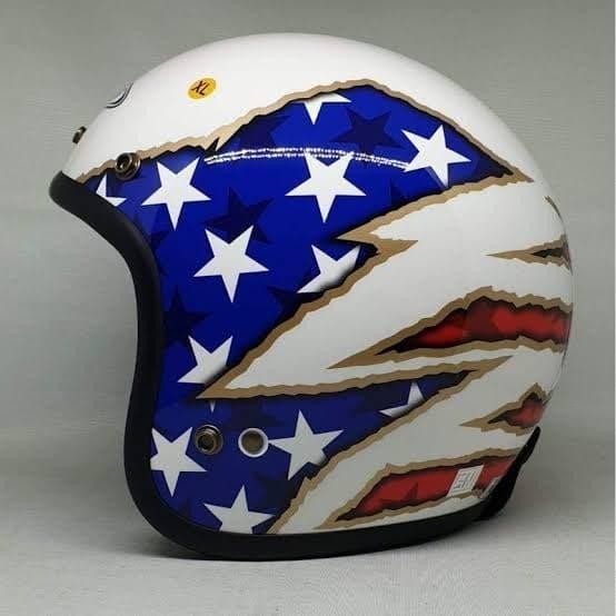 HELM ZEUS 385C WHITE BD1 RED HELM RETRO HELM BOGO ZEUS 385C