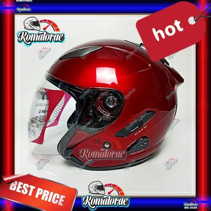 Helm KYT Double Visor Galaxy Red maroon / merah marub