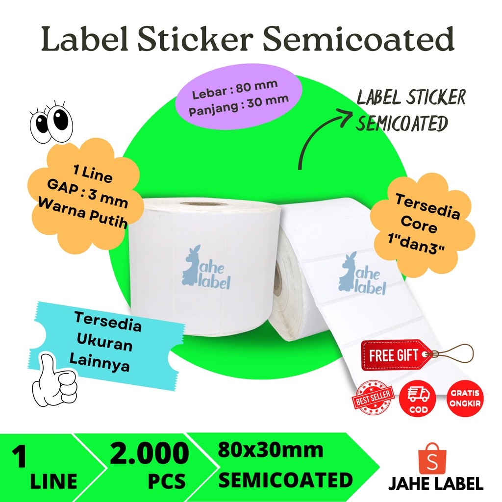

label stiker semicoated 80x30