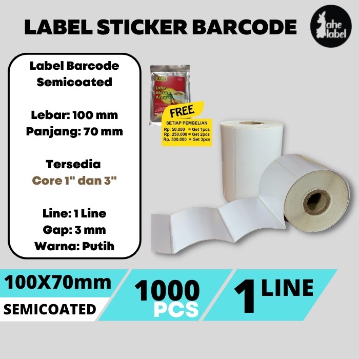 

STIKER LABEL BARE 100x70mm SEMICOATED 1 PCS