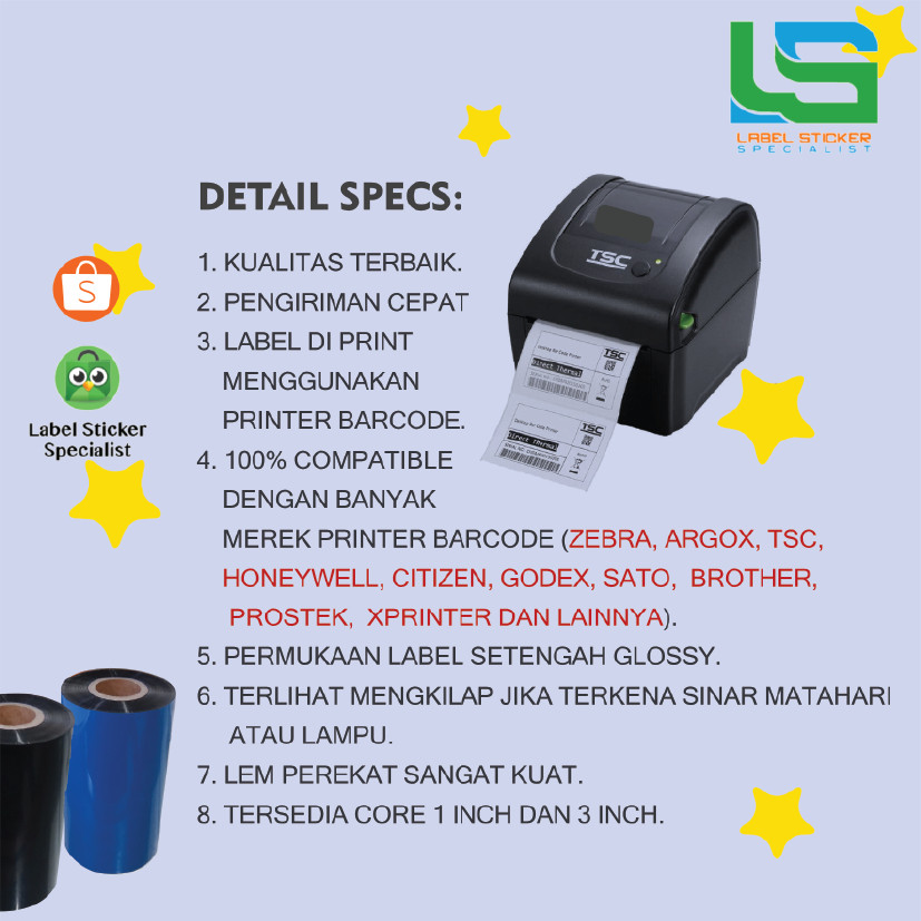 

LABEL STIKER BARE 100x75MM DIRECT 10X7.5 CM 100X75 MM 1 PCS