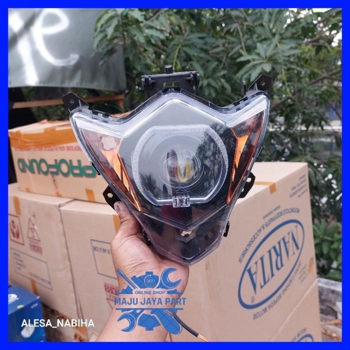 Reflektor Lampu Depan Satria Fu Facelift Costum Semi Biled 4,5 Inci Daymaker Motor Projie