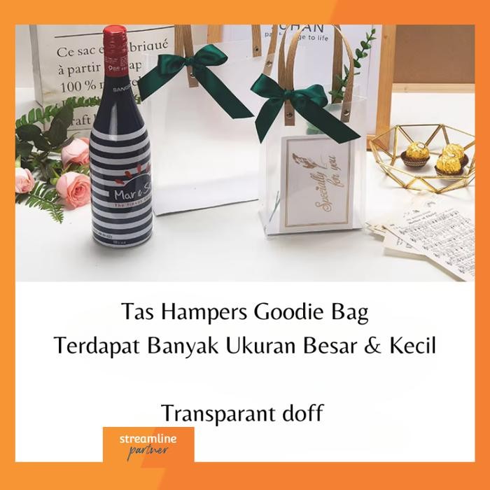 BENLY Tas Hampers ka PP Doff Polos Transparan Tali Coklat/ Plastik Bag Transparan Souvenir Ramadhan/