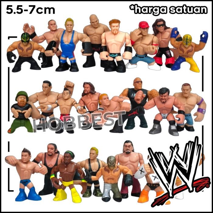 WWE Action Figure (Satuan) Miniatur Smack Down Pajangan Topper Kue Mainan Wrestling Smackdown Toy *