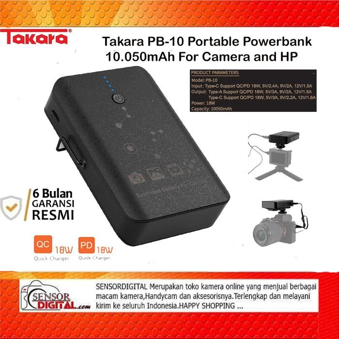 Takara PB-10 Portable Powerbank 10.050mAh for Camera Smartphone HP