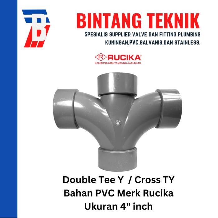 Large Radius Double Tee Y 4" inch PVC Rucika D (Tipis) Kode 201