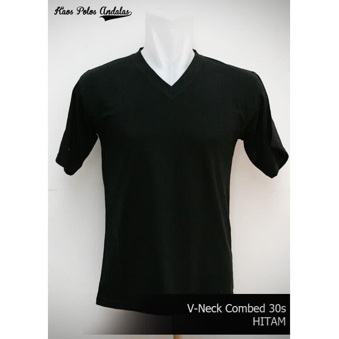 Modo- Kaos Polos Vneck Cotton Combed 20S Hitam