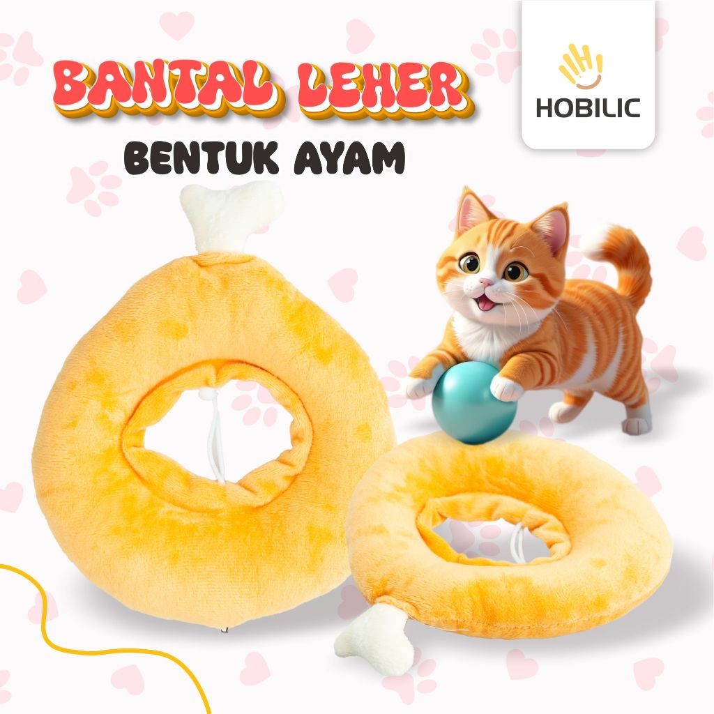Hobilic Bantal Leher Pet Collar Kucing Anjing Motif Makanan Corong Anti Licking Hewan Lick Recovery