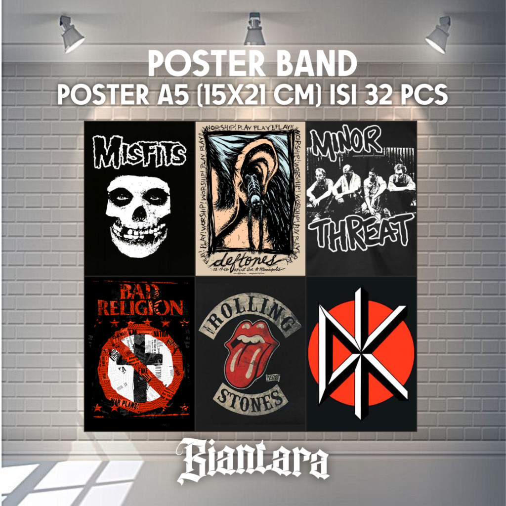 Bombardilomedis Free Perekat  Isi 32 Pcs Poster Dinding Aesthetic Ukuran A5 (15X21 Cm) Band Series