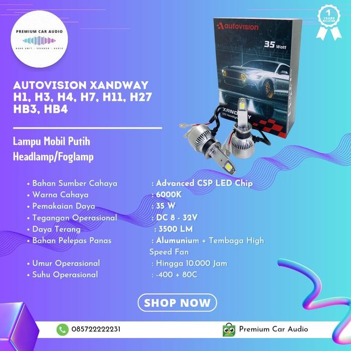 Led H4 Autovision Xandway 35 Watt 6000K (Garansi 1 Tahun)