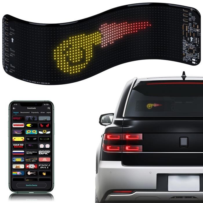 Spotled Flexible Led Screen Tempel Mobil Led Display Bluetooth App Car Lampu Truk Mata Bergerak
