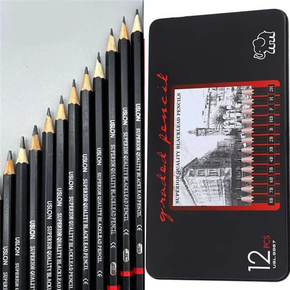 

12Pcs 2H-8B Professional Sketch Pencils Art Wooden Graphite Pencil Set School Writing Supplies