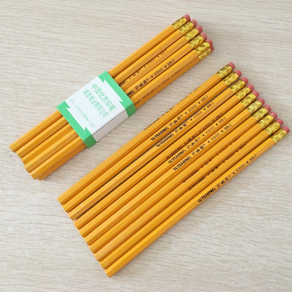 

10 Pcs .2 Woodcase Pencils School Break Resistant Yellow Barrel, Hexagonal Shape Design, From