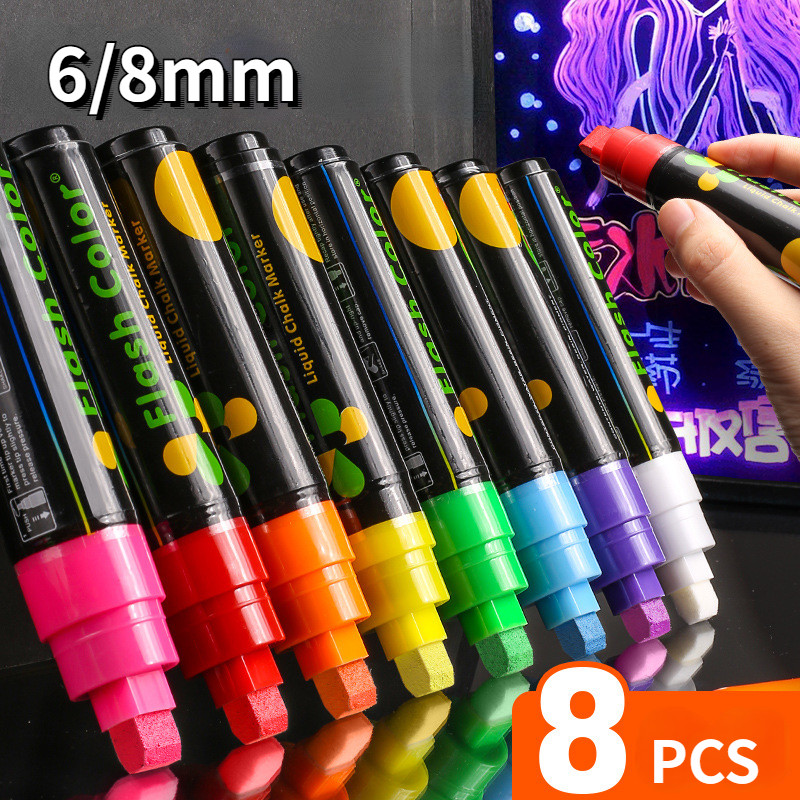 

8 Colors Liquid Chalk Markers Pens Washable Wet Erase Neon Chalk Markers For Blackboard Chalkboard