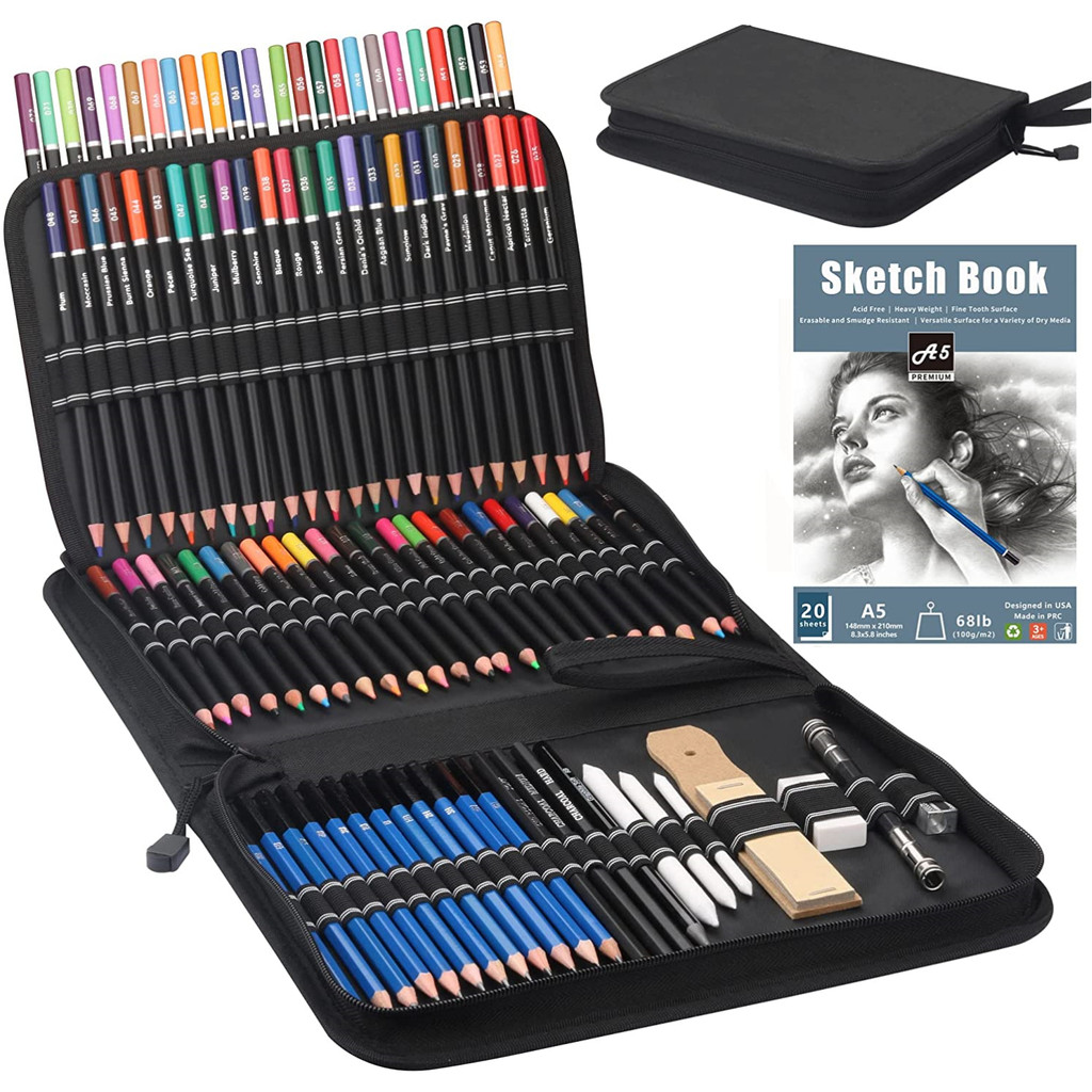 

96 Pcs Premium Drawing Pencil Set ,Including 72 Colored Pencils And 24 Sketch Kit,Art Pencil Kit In