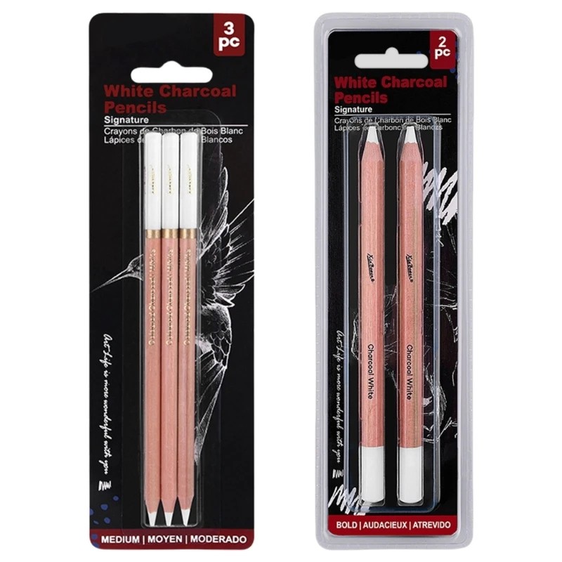 

2/3 Pcs White Charcoal Pencils Highlight Pencil Drawing White Pencils Sketch Pencils Art Supplies