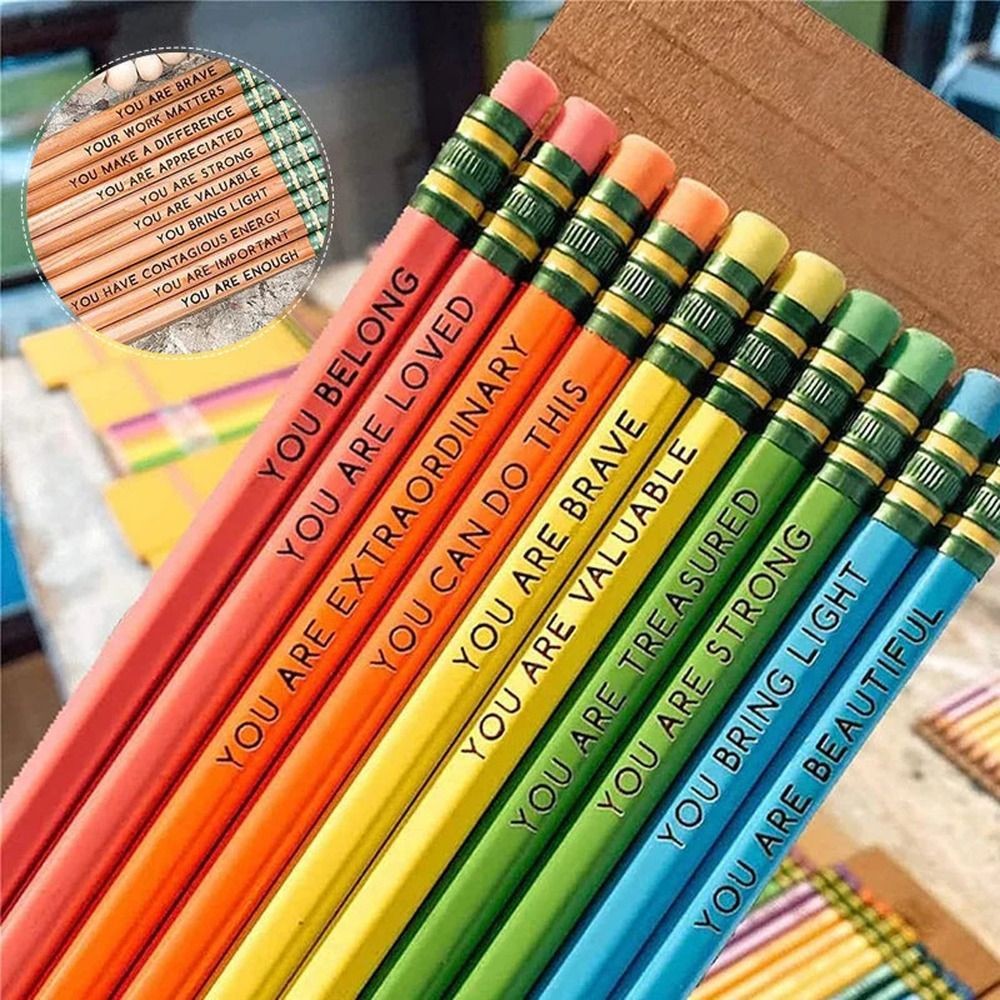 

10Pcs Affirmation Pencil Set Wooden Students Inspirational Pencils Fun Personalized Pencil Creative