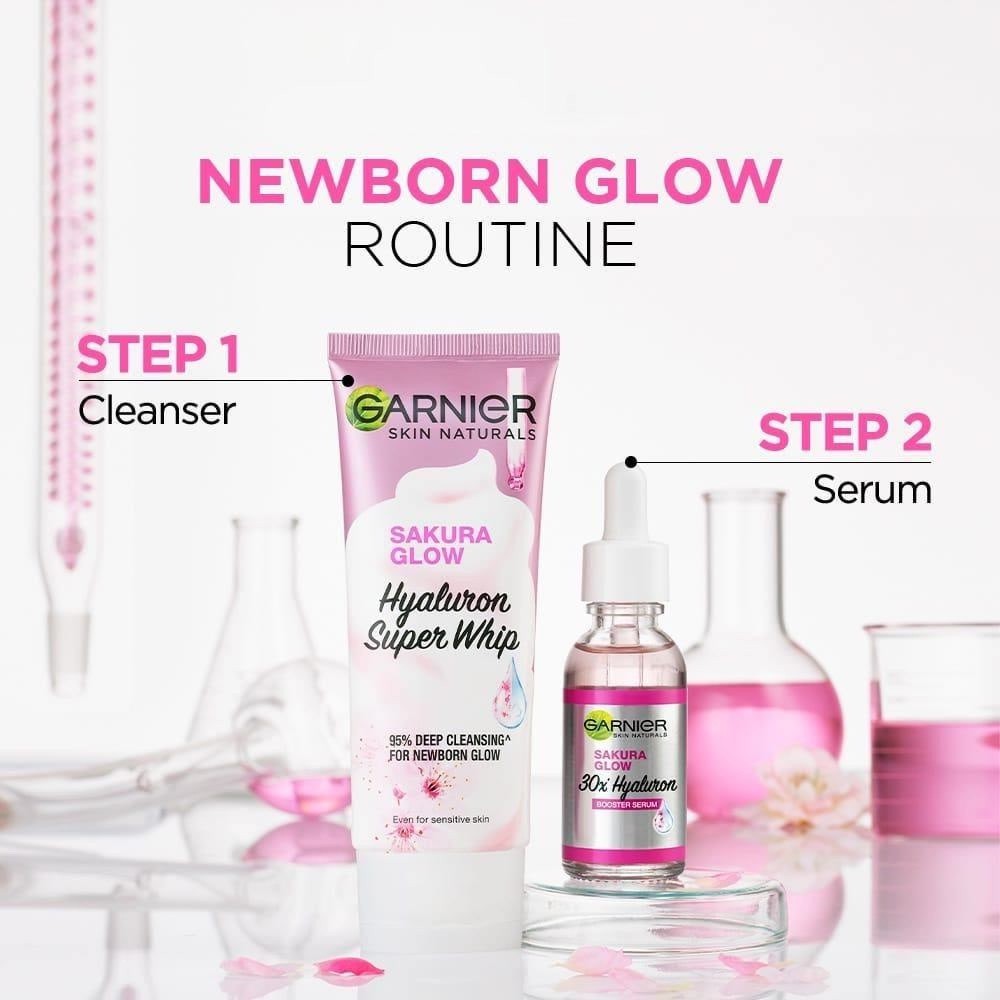 GARNIER BRIGHT COMPLETE VIT C N SAKURA GLOW HYALURON WHITENING DAY NIGHT CREAM TONE UP UV