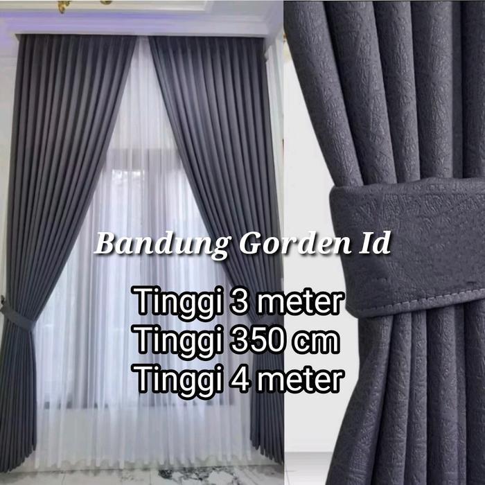 Gorden Blackout Panjang 3 Meter 350 400 cm Hordeng Jendela Pintu Kamar Hotel Horden Tinggi 4 meter