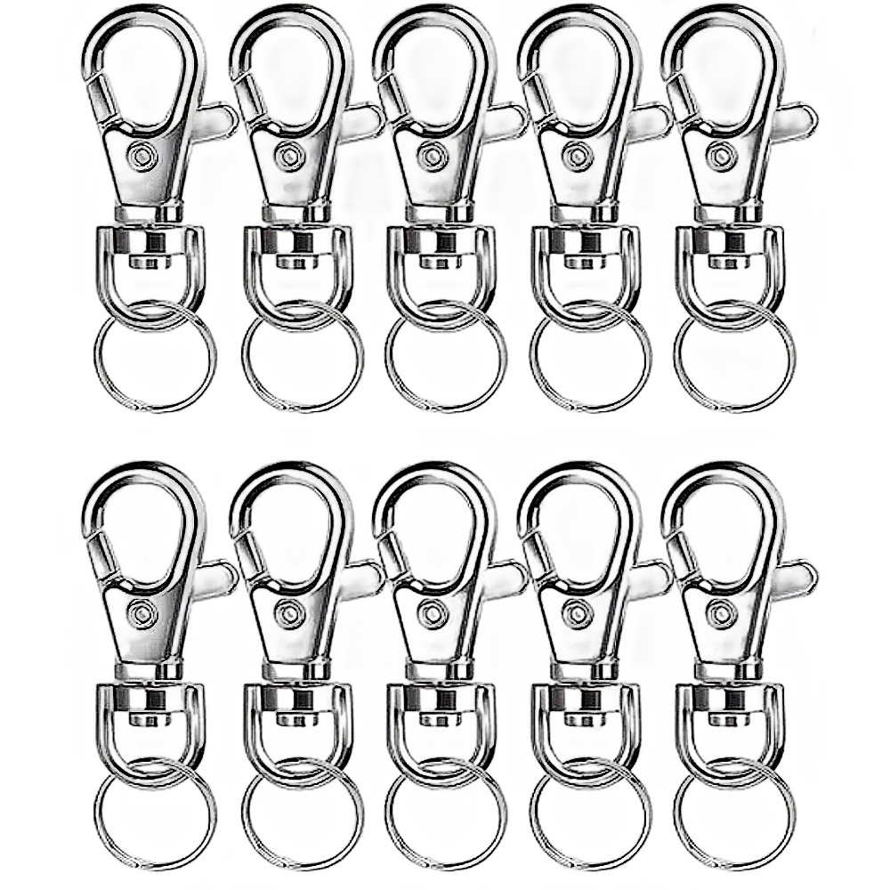 

20 Pcs/Pack Silver Swivel Snap Hooks With Key Rings For Keychains Lanyards Jewelry Making Art Crafts