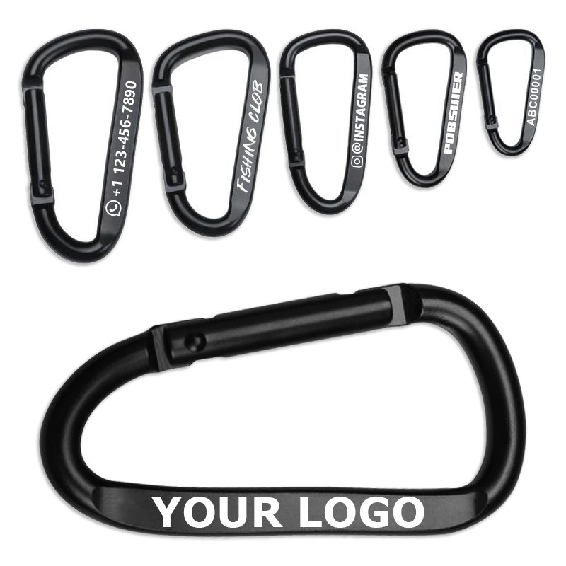 

20Pcs Custom Metal Carabiner Clip D Shape Spring Snap Hook Buckle Engraved Aluminum Alloy Key Ring