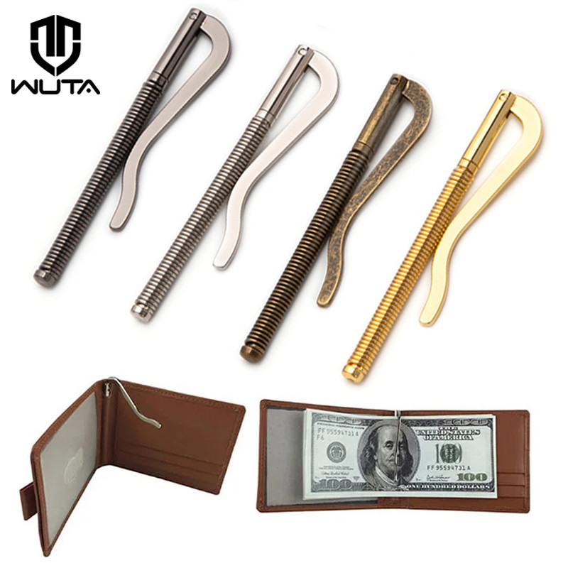 

Wuta 1Pc Spring Money Clips Bar Slim Wallet Ticket Clip Brass+Steel Diy Leather Craft Open Coil Cash