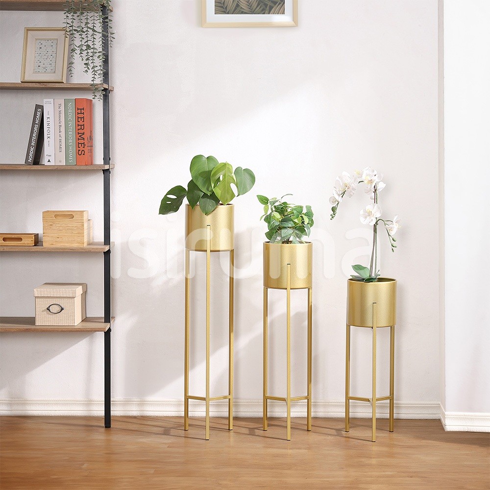 RAK STANDING POT BERDIRI BUNGA TANAMAN TIANG BESI EMAS NOBI PCS - ISIRUMA
