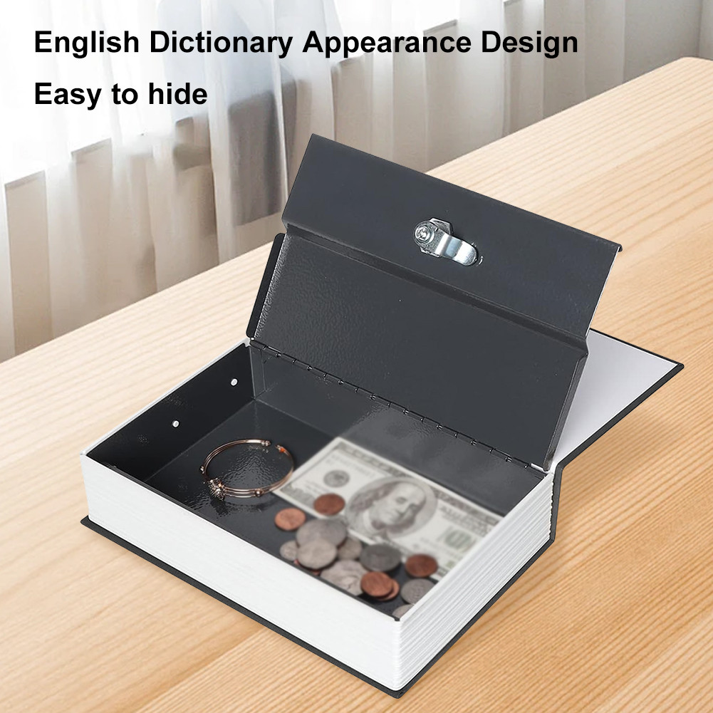Book Safe Hollow Book Piggy Bank with Lock and Keys Vintage Treasure Box English Dictionary Secret B