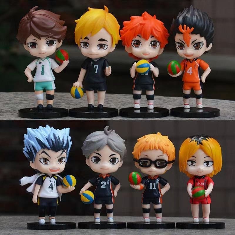 Figure Anime Haikyuu Volley set 8 pcs Hinata Oikawa