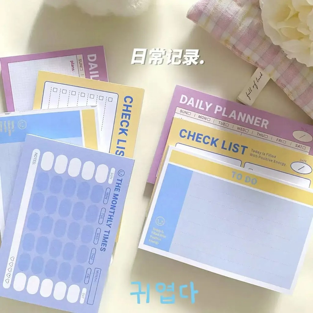 

1Pcs Ins Style High-Looking Time List Series Note Pad Memo Plan Check-In Account Material Message