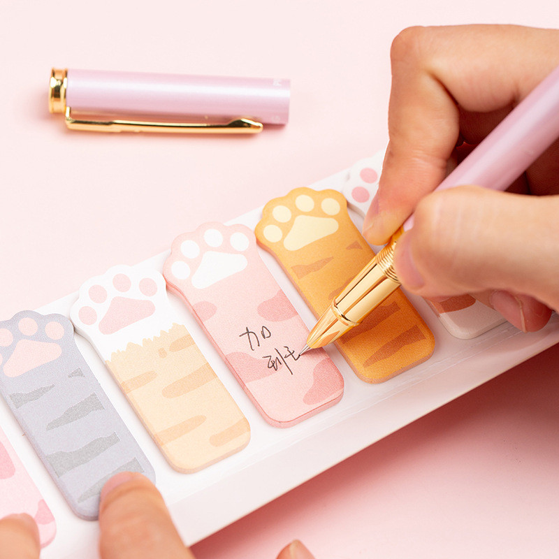 

Mengtai Cute Cat Paw Sticky Notes Memo Pad Diary Stationary Flakes Scrapbook Index Bookmarks