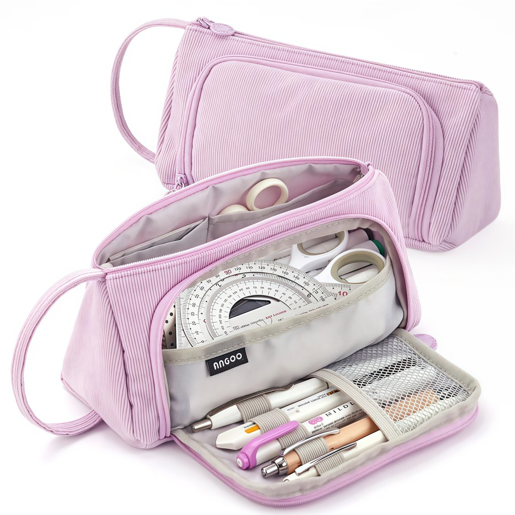 

Fashion Storage Corduroy Pencil Case, Spacious And Durable Multi-Compartment, Portable Design,