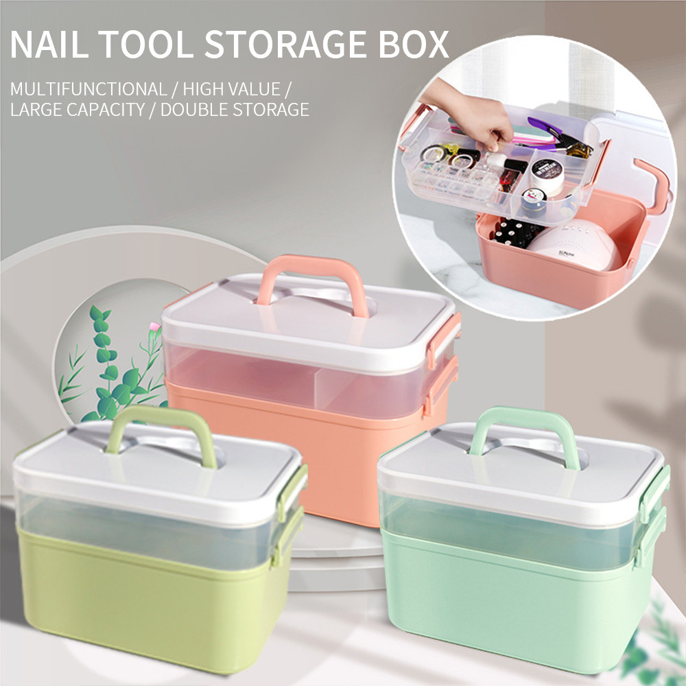 

New Hand-Held Desktop Storage Box Plastic Scissors Manicure Organizer Jewelry Nail Gel Polish Pen