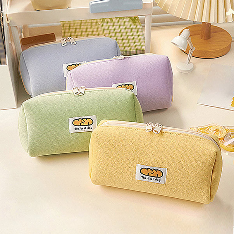 

1Pc Durable Corduroy Stationery Storage Bag Multi-Function Large-Capacity Pen Bag Portable Pencil
