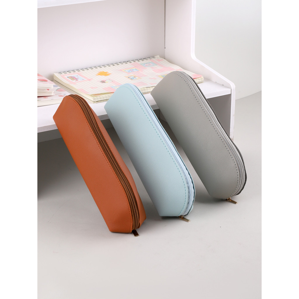 

Pu Leather Pencil Case Stationery Storage Bag Pencil Cases Office School Supplies Gift Solid Color
