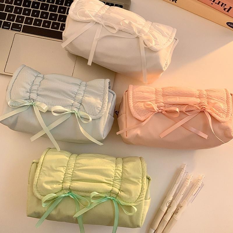 

1Pcs Creative Korea Style Bow Pencil Case Large Capacity Multi-Layer Storage Drawstring Pencil Bags