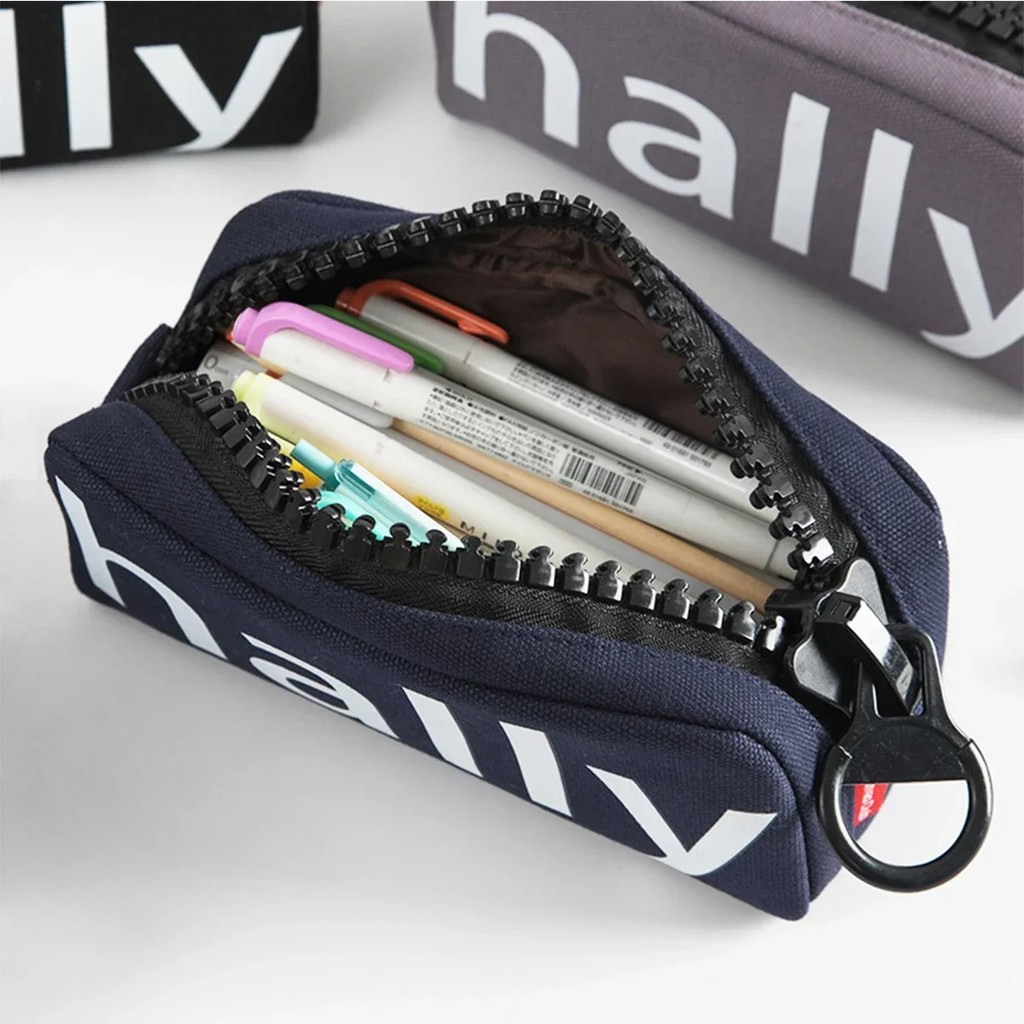 

Simple Canvas Large Zipper Pencil Case Creative Large Capacity Durable Storage Bag Kawaii Stationery