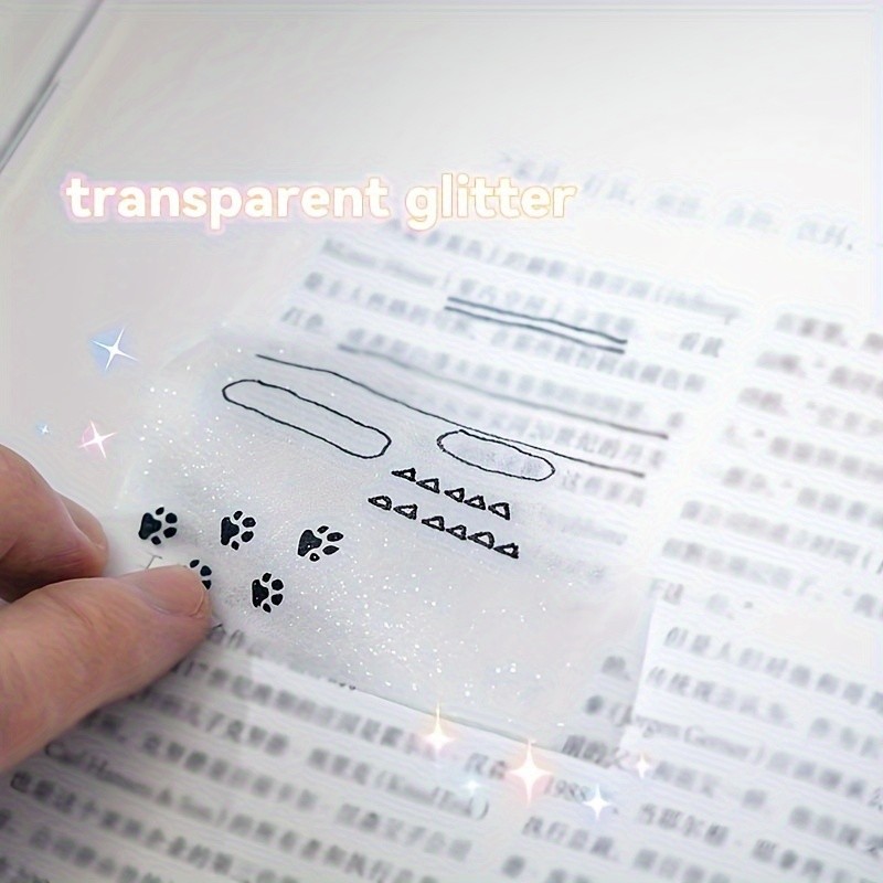 

50 Pcs Glittery Transparent Sticky Note - Cute Starlight Touch, Perfect For Books, School, And