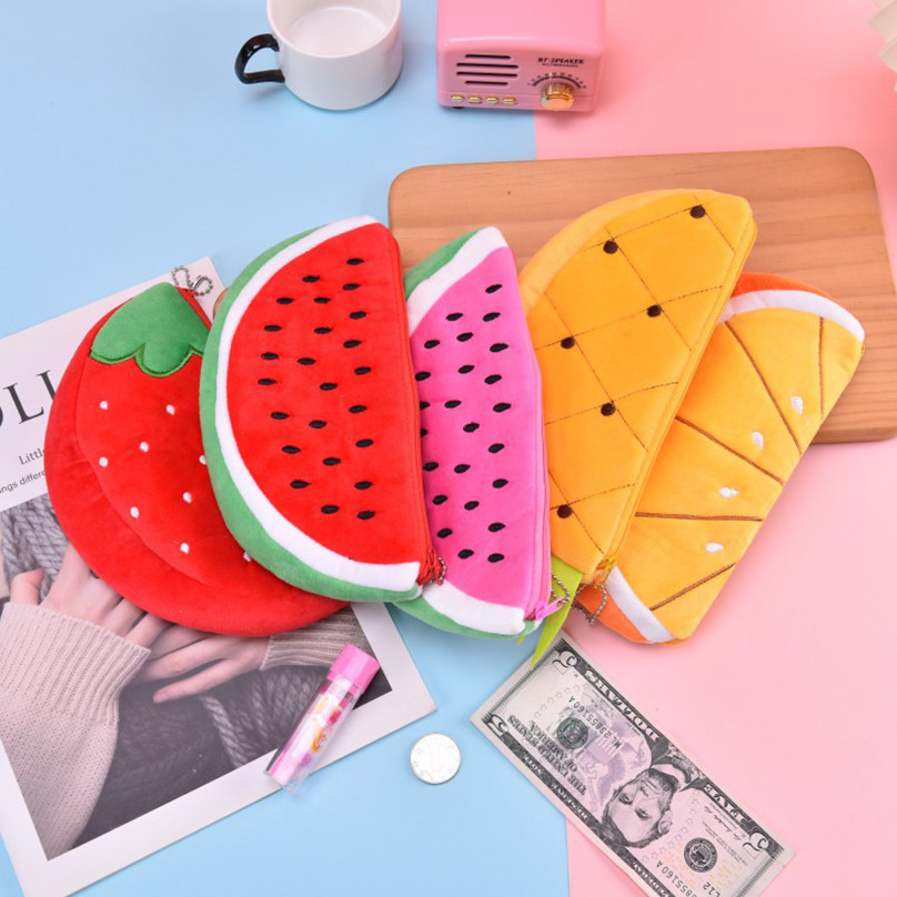 

Fruits Pencil Case Kawaii Stationery Watermelon Pencil Pouch Estuches Plush School Supplies Trousse