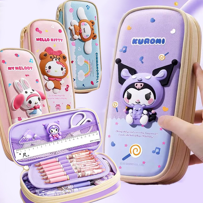 

Sanrio 3D Large Capacity Pencil Case Hello Kitty Cinnamoroll My Melody Kuromi Student Stationery Box