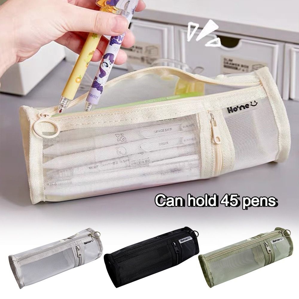 

New Large Capacity Pen Bag Mesh Detachable Stationery Bag Multi-Function Pencil Case Gift