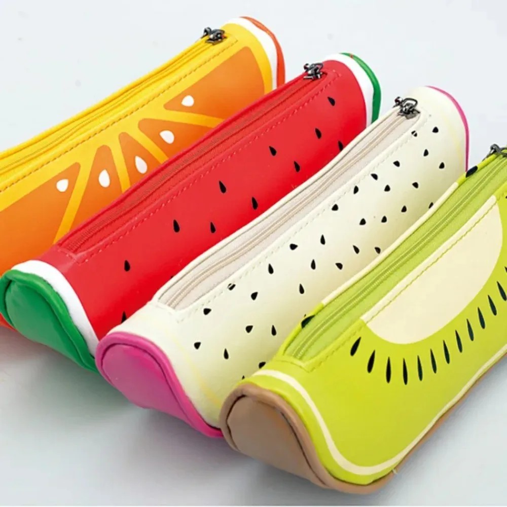 

New Fruit Style Cute Pencil Case Novelty Leather Pencil Bag Kawaii Pencil Pouch Stationery Office